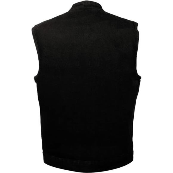Leather Men's Classic Black Denim Club Style Vest with Snap Button Closure - Picture 6 of 8